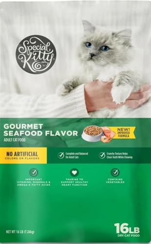 Special Kitty Gourmet Formula Seafood Blend Dry Cat Food, 16 lb Bag, Complete & Balanced Nutrition, with 7 Seafood Flavors