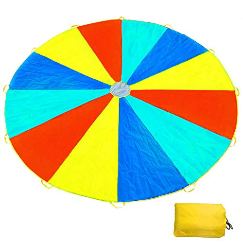 Blithetree Parachute 12 Foot Parachute for Kids, Kids Parachute with 12 Handles Play Parachute Rainbow Parachute Game Toy for Kids Play Party Game Group Play (12 feet)