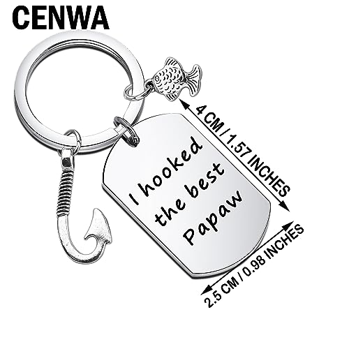 CENWA Papaw Fishing Gifts Pawpaw Fishing Hook Key Ring Fishing Grandpa Gifts I Hooked The Best Papaw Keychain2