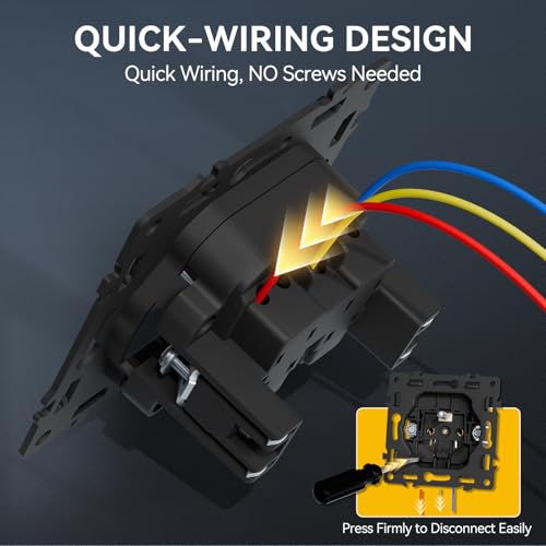 BSEED 3 Fach Schuko Steckdose, 250V 16A Steckdosen Unterputz mit PC Rahmen, Wandsteckdose mit Krallen, Kein Entfernen der Schraube erforderlich, Schwarz