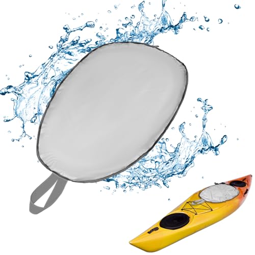 PEUTIER 1pc M Kayak Cockpit Cover, Oxford Kayak Seat Cover with Elastic Band Waterproof Kayak Canoe Cockpit Cover Adjustable Kayak Cockpit Protector Seal Cockpit Cover for Most Kayaks (Gray)