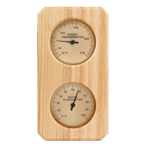 Plus tard Sauna Thermometer and Hygrometer 2 in-1 Vertical Gauge Indoor Temperature Humidity...