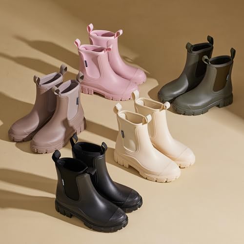 Image of WOWSTICK Women's Ankle Rain Boots Waterproof Lightweight Slip Resistant Fashion Garden Booties