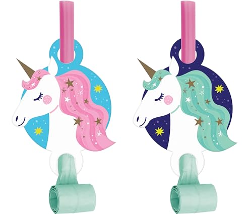 Unicorn Galaxy Party Blowers, 8 Count