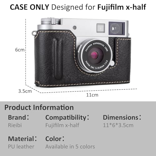 Funda para cámara Rieibi x-half en cuero PU negro miniatura 2