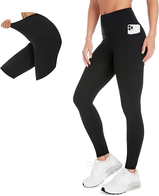 Zippy High Waist Thick Yoga Legging for Women - Tummy Control 25 Inseam Workout Pants, Buttery Soft with Waist Pocket (US, Alpha, X-Large, Regular, Regular, Black)