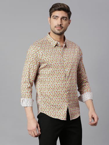Image of Thomas Scott Men's | Printed | Full Sleeve | Slim Fit | 100% Cotton | Spread Collar | Casual Shirt