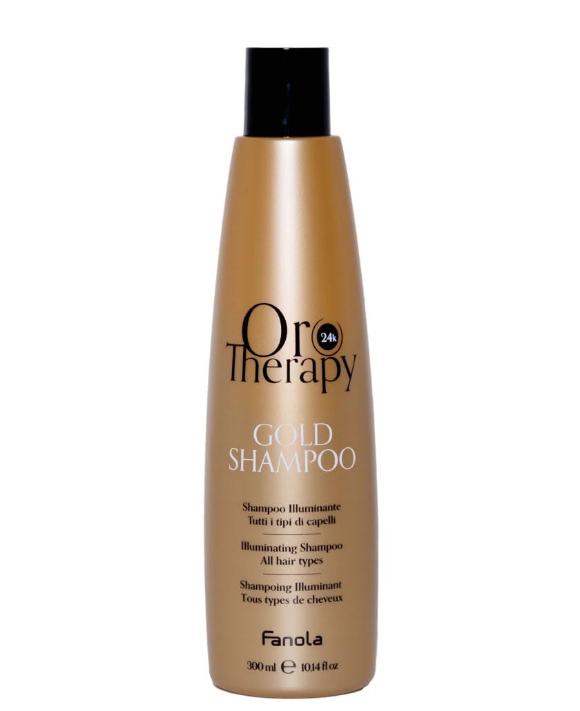 Fanola Orotherapy, Gentle Cleaning Illuminating Shampoo Infused with Microactive Gold for Light, Soft and Shiny Hair, 300ml