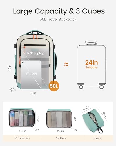 Image of LOVEVOOK 50L Travel Backpack for Women Men, Carry on Backpack for Airplanes