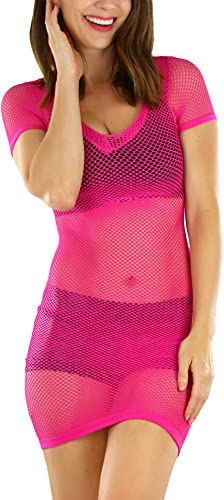 Image of ToBeInStyle Women's Stretch See Through Fishnet Novelty Mini Rave Party Dress