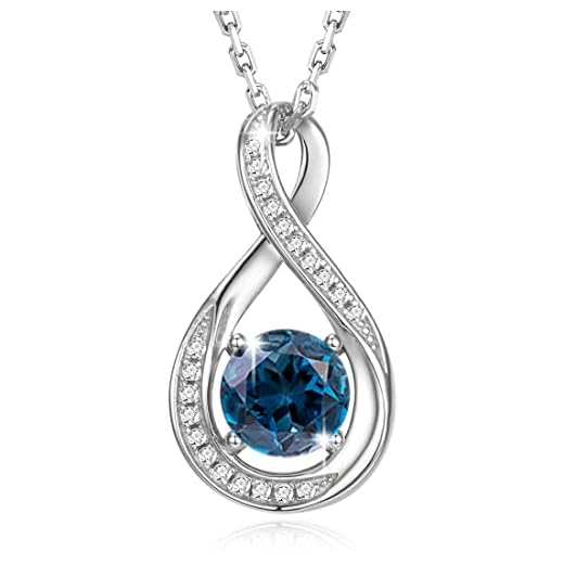 GEMLANTO 925 Sterling Zilver Gemaakt Topaz Ketting December Geboortesteen Kettingen voor Vrouwen Infinity Sierlijke Verjaardag Jubileum Sieraden Cadeaus voor Haar 40+5cm