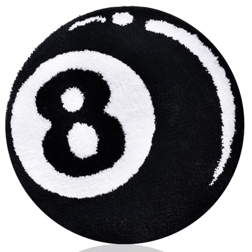 JynxtoyZeal Tapis de Billard,Tapis de Snooker pour Chambres d'enfants,Tapi Circulaire Noir à 8 Boules,Tapi de Snooker Anti-Boulochage (60 × 60 cm)
