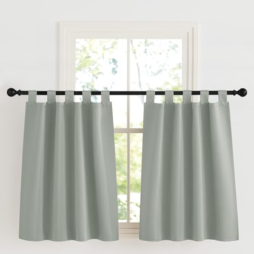 KGORGE Rideaux Occultant Court - Rideau Cuisine, Lot de 2 Opaque Draperies Intérieurs Anti UV Anti Lumiere Decoration pour Petite Fenetre Porte Armoires Placard avec...