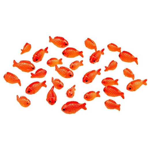Small Resin Red Goldfish Mini Goldfish Figurines Resin Red Fish Toy Set Sea Animals Toys Fairy Garden Accessories Miniature for Home Decor DIY Crafts Miniature Garden Accessories(36 Pieces )
