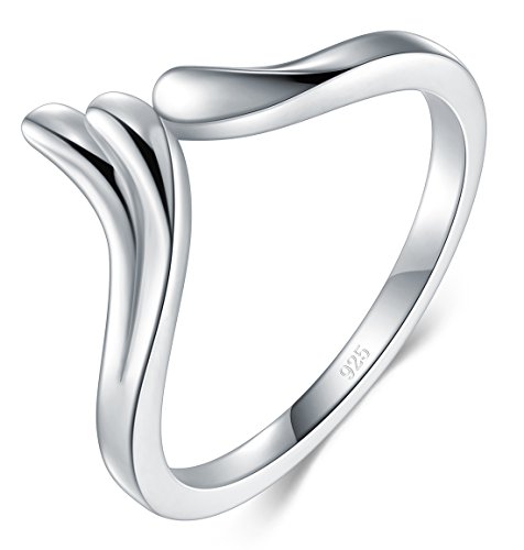 925 Sterling Silver Ring, BoRuo Angel Wings High Polish Dome Tarnish Resistant Comfort Fit Wedding Band 2mm Ring Size 8