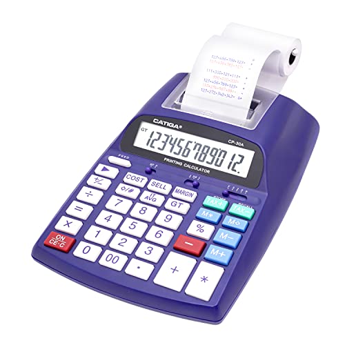 Printing Calculator With 12 Digit Lcd Display Screen, 2.03 Lines/Sec, Two Color Printing, Adding Machine For Accounting Use, Ac Adapter Included (Purple) #TOP12