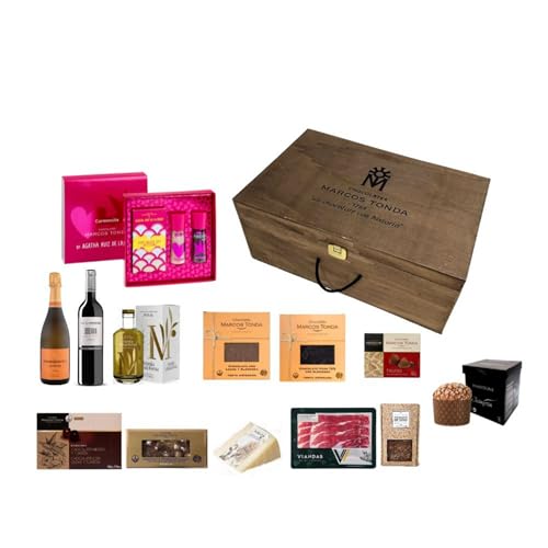 Chocolates Marcos Tonda - Cesta Gourmet | Cesta Navidad | Surtido Dulces | Lote Chocolate | Desde 1793 | 12 Productos