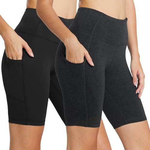 Image of baleaf Women's 8 inch / 5 inch / 3 inch Biker Shorts High Waist Yoga Workout Gym Running Volleyball Spandex Shorts with Pockets