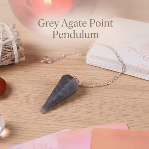 Image of Grey Agate Point Pendulum | Natural Gemstone Dowsing & Divination Tool for Reiki, Chakra Balancing, Meditation, Energy Healing & Spiritual Guidance 1 Pc
