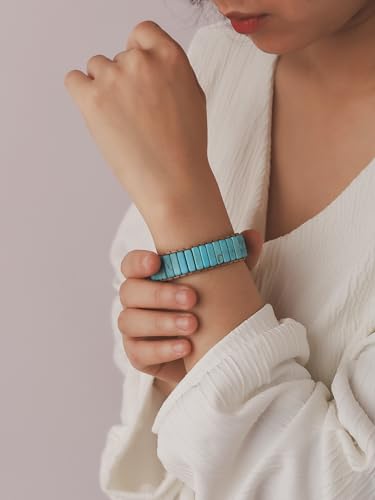 MINACHI Natural Stone Wrap Bracelets for Women Men Bohemian Bracelets Created Turquoise Rectangular Beads Jewelry3