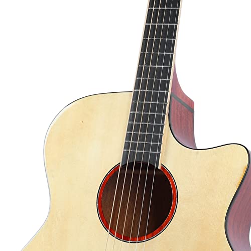 Kit de Démarrage de Guitare Folk de Guitare Acoustique de 41 Pouces avec Chiffon D’essuyage de clé Jouant D’un Instrument à Cordes pour Adultes Débutants (Couleur du bois naturel) - Les Beatles, Paul McCartney, John Lennon, RIngo Starr, George Harrison Kit de Démarrage de Guitare Folk de Guitare Acoustique de 41 Pouces avec Chiffon D'essuyage de clé Jouant D'un Instrument à Cordes pour Adultes Débutants (Couleur du bois naturel) – Image 5