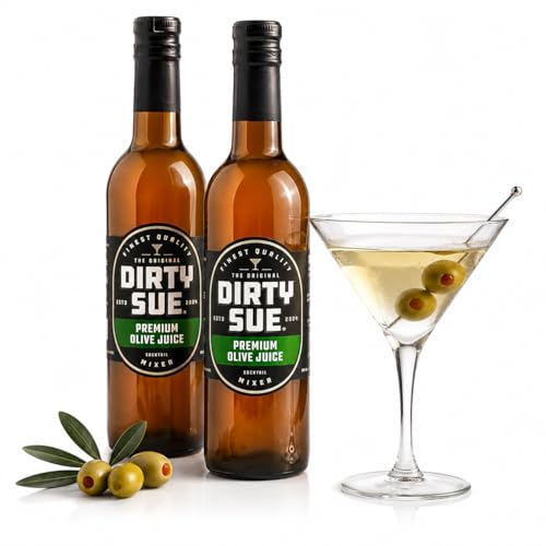 Dirty Sue Martini Mix, Premium Martini Mix To Make The Perfect Martini | Our Olive Brines Are Perfect For Bartenders and Home Enthusiasts | Twice Filtered Brine Made From Premium Olives, 0.75 Fl Oz (Pack of 2)