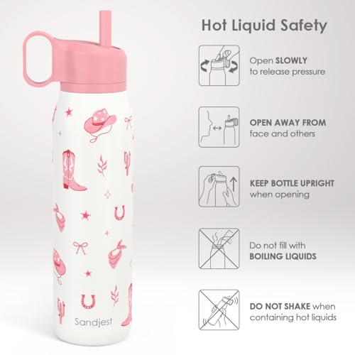 Image of Cowgirl Water Bottle with Twist Lid Insulated Stainless Steel 20oz, Travel Water Bottles for Sports & Gym, Gift for Women Girfriend Birthday Christmas