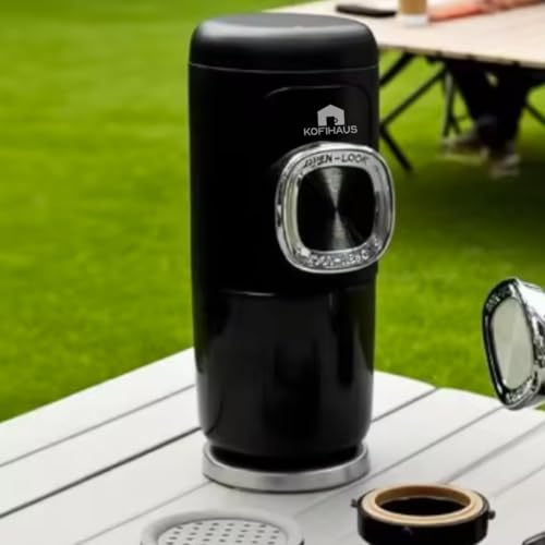 Image of KOFIHAUS Portable Coffee Maker - Compatible with Coffee Capsules & Ground Coffee - Compact Manual Espresso Brewer for Travel, Office & Outdoor Use