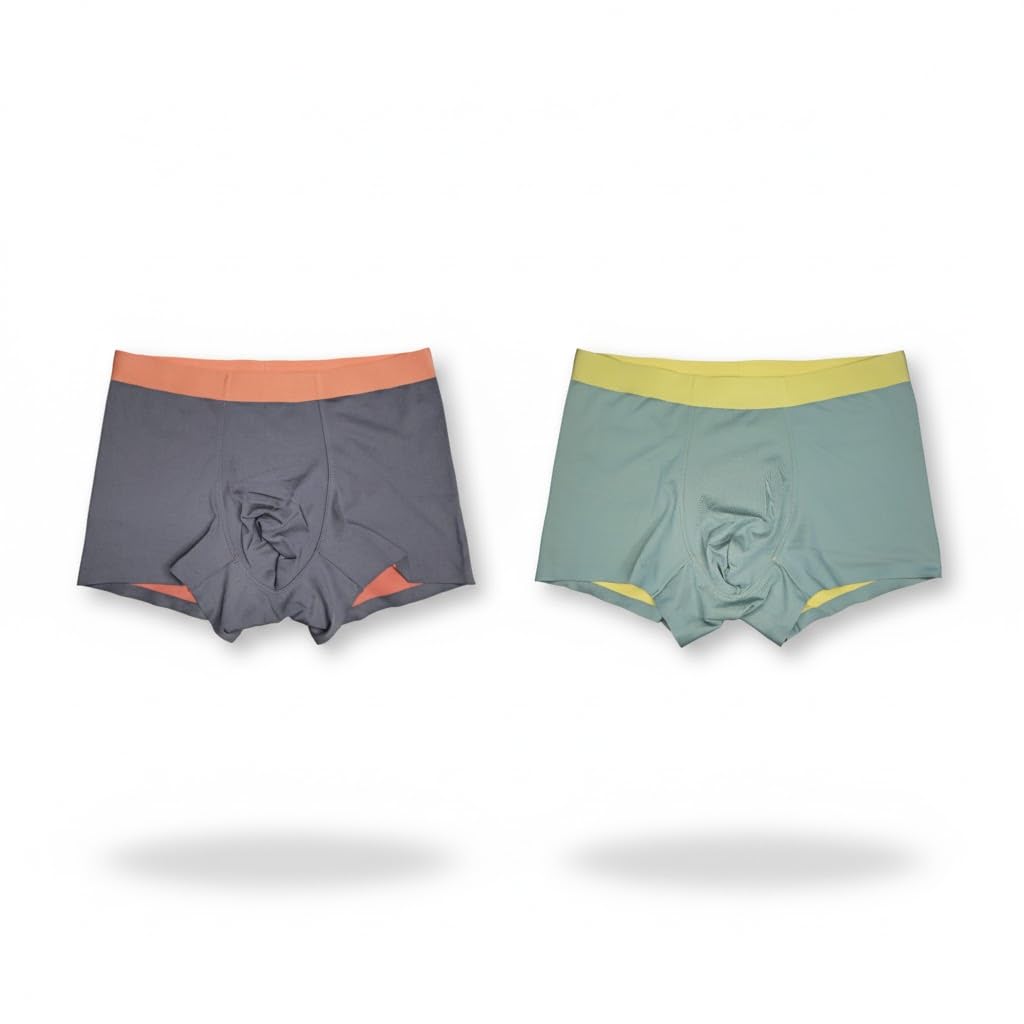 Men Bamboo Fabric Boxer Briefs Eco Soft, Stretchable and Quick Dry Underwear (Pack of 2) (L) Multicolor