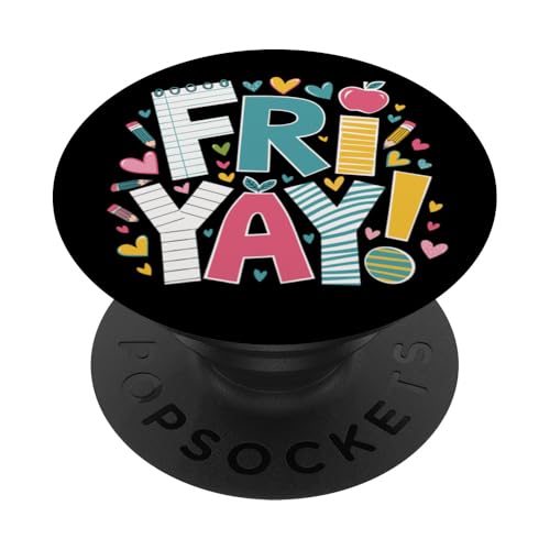 Fri Yay Notebook Paper Cute Back To School Teacher Design PopSockets PopGrip Intercambiable