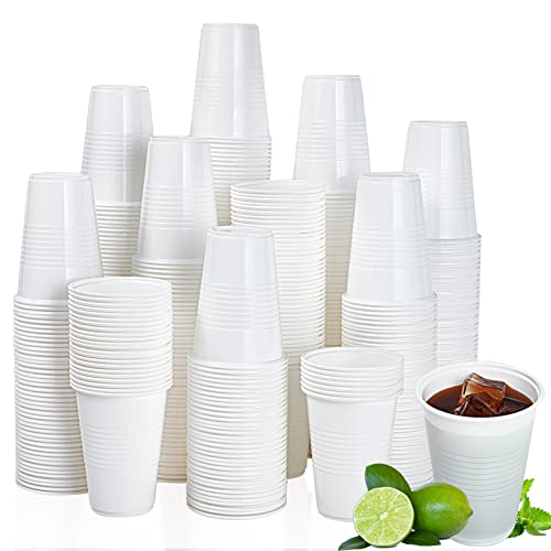 Lilymicky 500 Pack 9 oz Disposable Plastic Cups 9 Ounce White Party Drinking Cups for Birthday Parties Picnics Ceremonies and Wedding