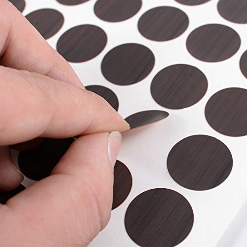Image of uxcell Furniture Desk Table Self-Adhesive Screw Hole Covers Stickers 54 in 1 Dark Brown