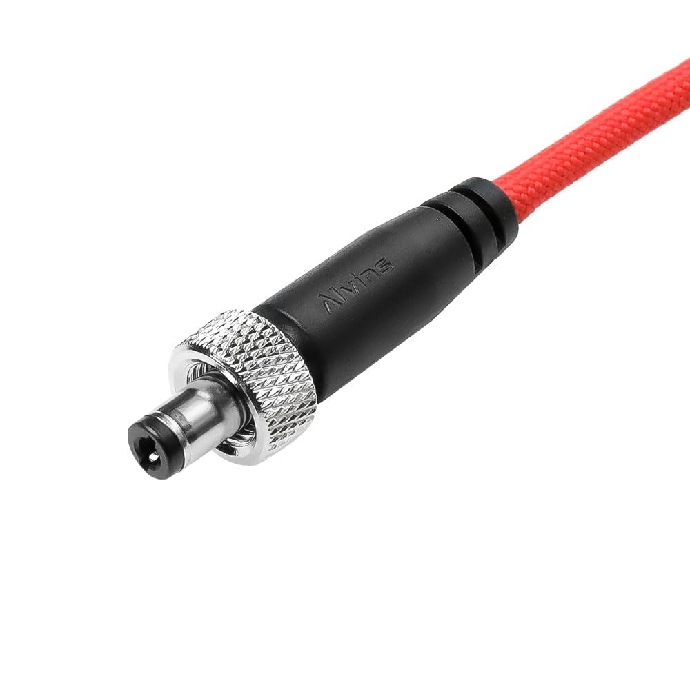 Alvin's Cables Atomos Ninja V D-tap kabel zasilający 0,5-1,2 m Dtap do blokowania DC 2.1 kabel spiralny do Blackmagic Video Assist, do Hollyland Mars 400S, ultra elastyczny