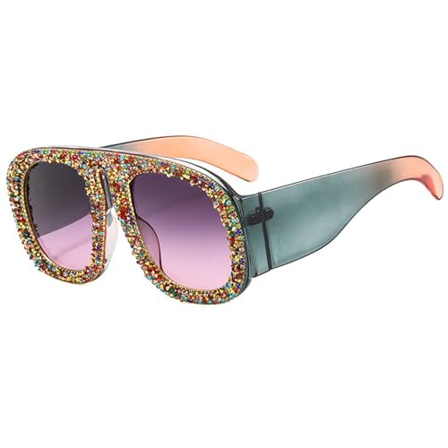 willochra Oversized Bling Rhinestone Pilot Sunglasses for Women Men Fashion Shield One-Piece Sun Glasses Thick leg Goggles2