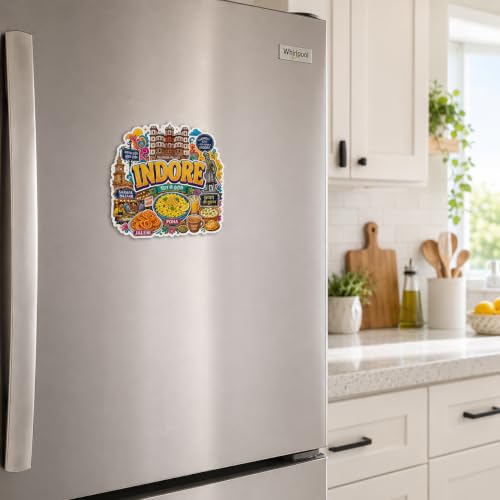 Image of Zesta Wooden Fridge Magnets Set | Refrigerator Decor Magnets for Kitchen | India Souvenir Fridge Magnet Collection | Wooden Magnet for Fridge Door Decoration (Indore)