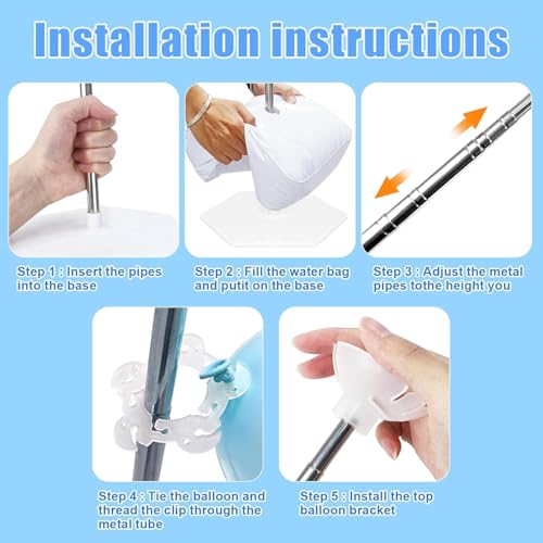 Image of Balloon Column Stand Set of 4, 6.6ft Adjustable Balloon Stand kit with Base Telescopic for Baby Shower Wedding Birthday Graduation Party Decorations (4)