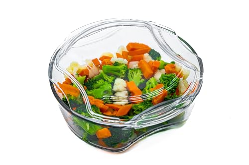 Cuiseur vapeur en verre pour micro-ondes, 100 % verre, passe au four | Sans plastique, sans BPA, sans silicone
