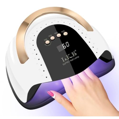 LKE UV Nail Lamp 268W Gel Nail Lamp Nail Dryer UV Lamps for Gel Nails, Professional LED Nail Lamp with Automatic Sensor / 4 Timer Setting, Portable UV/LED Light Home and Salon