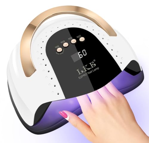 LKE UV Nail Lamp 268W Gel Nail Lamp Nail Dryer UV Lamps for Gel Nails Professional LED Nail Lamp with Automatic Sensor / 4 Timer Setting Portable UV/LED Light Home and Salon