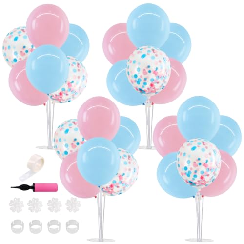 Image of TONIFUL 4 Set Light Pink Blue Balloon Stand Balloon Centerpieces for Table