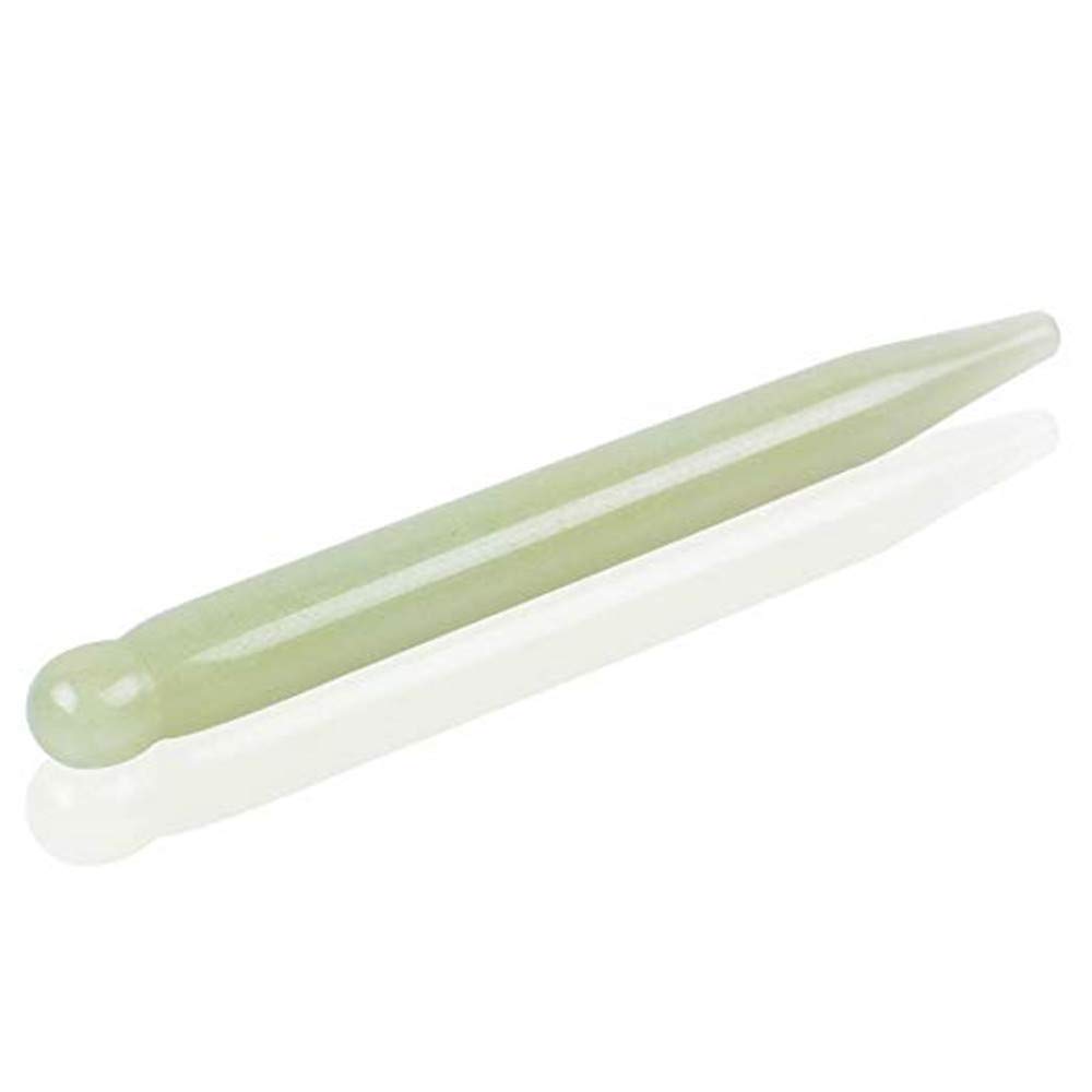 Jade Crystal Stone Face Massage Jade Stick Pen Gua Sha Stone Muscle Relief Face Full Body Point Roller Massage Pen Traditional Acupoint Massage Jade Guasha Tool (Green)