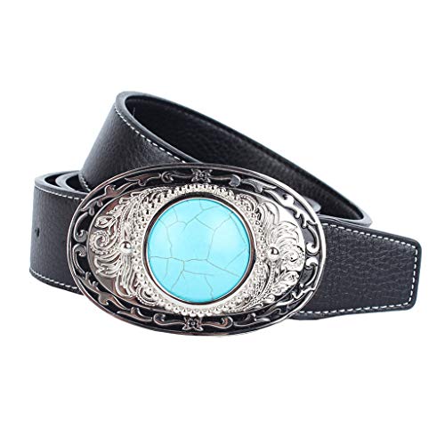 Sharplace Vintage Western Boucles Ceintures en Pierre Turquoise Sculptée Cowboy - 120 cm, Noir, 120cm