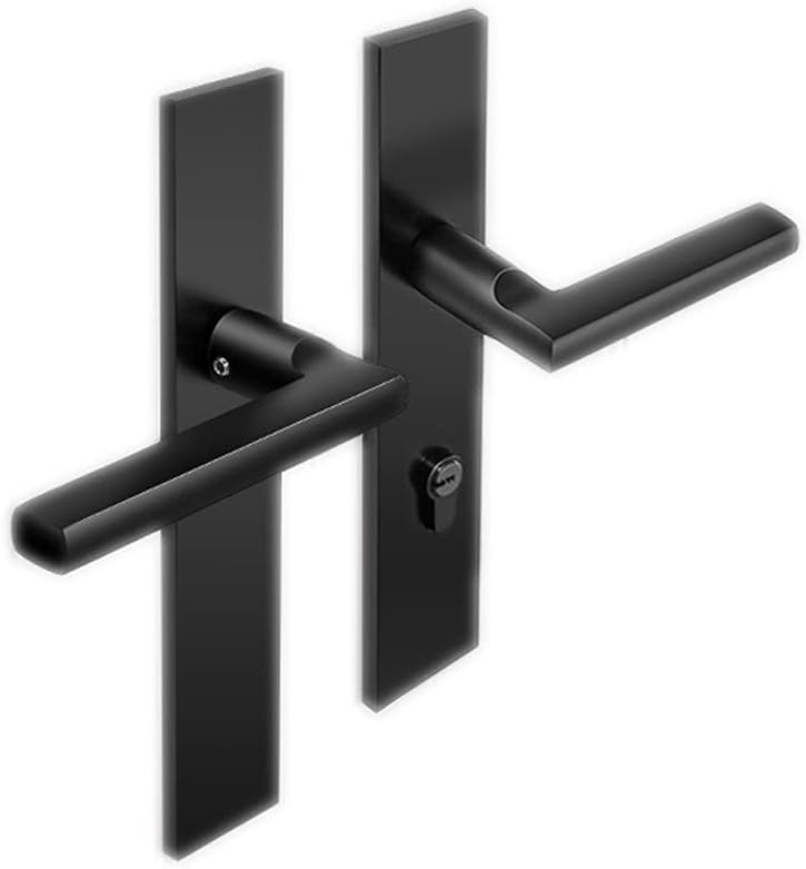 Door Knob Lever Mute Door Lock Door Levers Indoor Double Door Door Handle with Key, Left and Right Inside for Wooden Doors-Black Door Lock with Handle (Color : Black Right Inner)