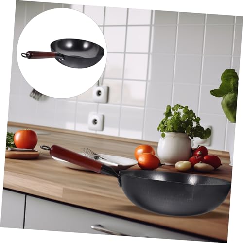 Wok de hierro forjado con mango de madera ergonómico miniatura 4