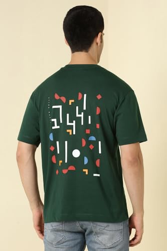 Image of Allen Solly Men's Cotton T-Shirt | Drop Shoulder | Back Print | Regular Fit | Casual Streetwear Style