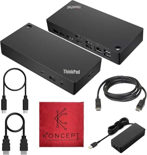 Station d'accueil Lenovo USB-C pour brancher deux écrans sur un ordinateur portable Thinkpad