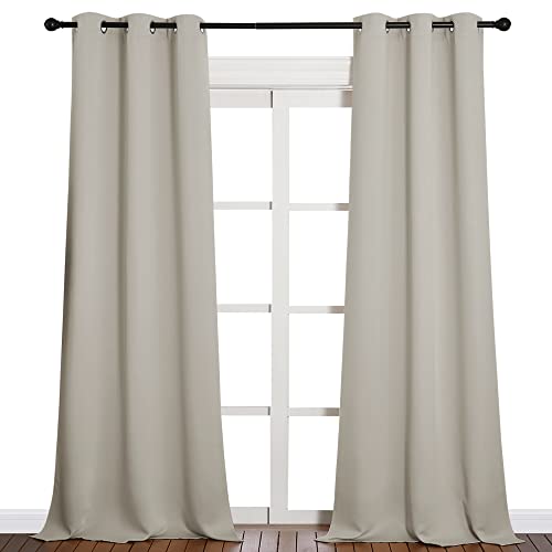 Image of NICETOWN Room Darkening Curtain Panels 90 inches Long, Privacy Draperies for Living Room (Natural, 42 inches Width, 1 Pair)
