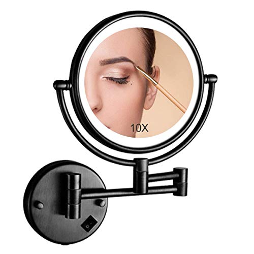 Miroir de maquillage à LED rechargeable USB pivotant double face chrome