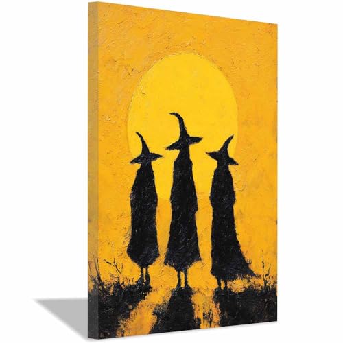 Peinture effrayante sorcière d'Halloween pour habiller un grand mur vide de salon