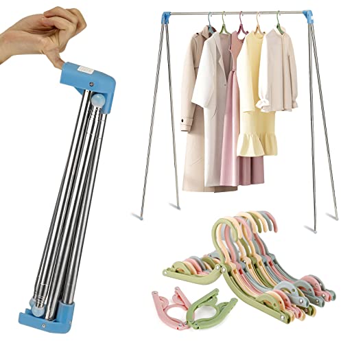 Fragraty Portable Clothes Rack, 1535in Stainless Steel Foldable